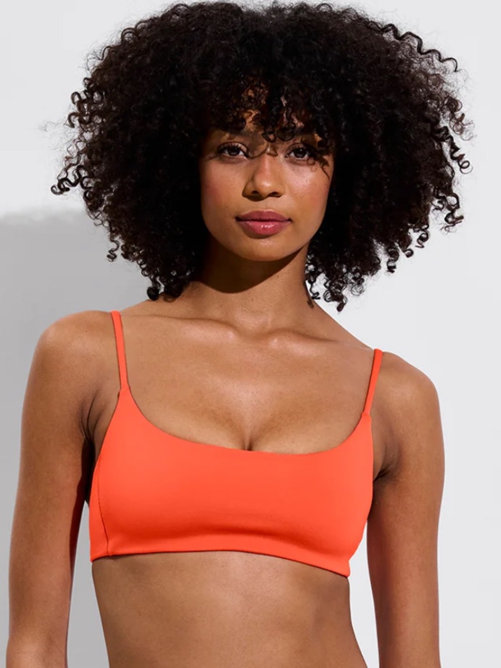 Mikoh Pool Days Neon Orange Bandeau Bralette Bikini Top XS